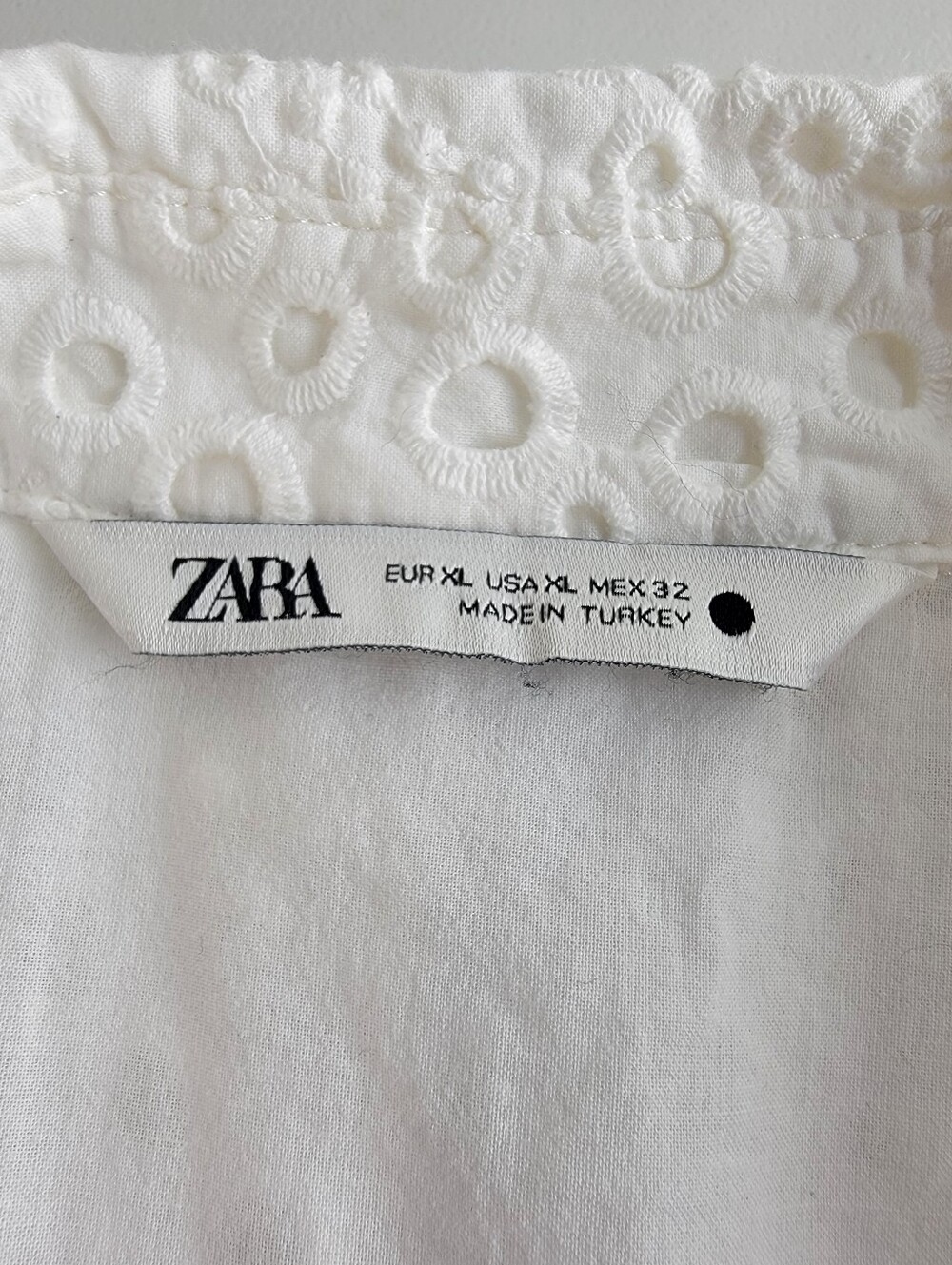 Zara 46"L Midi White Dress Metal Buttons Embroidered Eyelets Belt, Lined, Sz XL - Picture 2 of 16